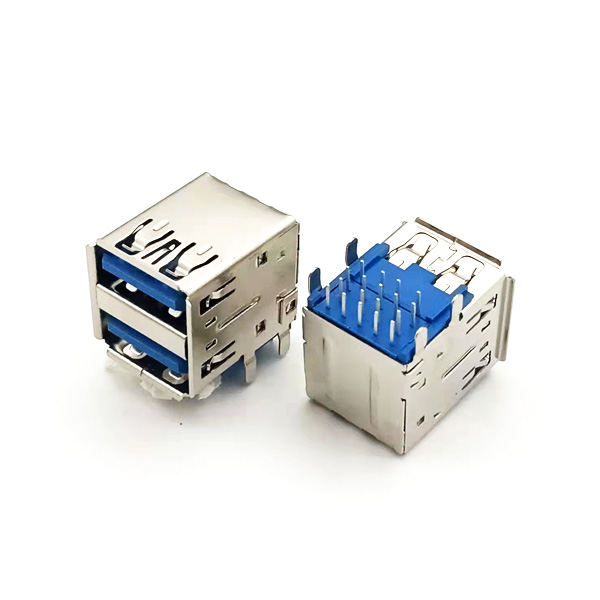 USB3.0雙層卷邊；板上直腳；殼子腳間距13.14